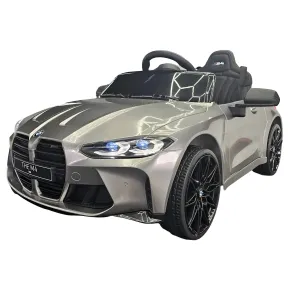 Auto Elettrica per Bambini BMW Grigio 12V Sedile in Pelle Telecomando