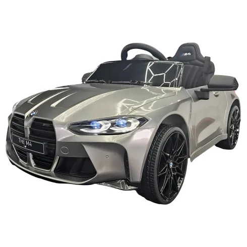 Auto Elettrica per Bambini BMW Grigio 12V Sedile in Pelle Telecomando