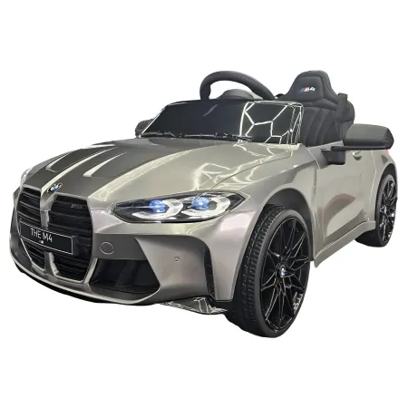 Auto Elettrica per Bambini BMW Grigio 12V Sedile in Pelle Telecomando