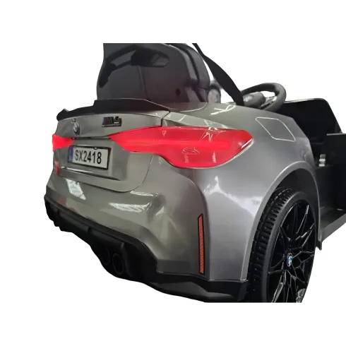 Auto Elettrica per Bambini BMW Grigio 12V Sedile in Pelle Telecomando