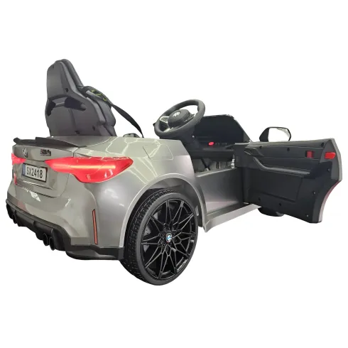 Auto Elettrica per Bambini BMW Grigio 12V Sedile in Pelle Telecomando