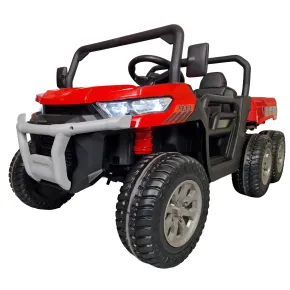 Jeep Elettrica per Bambini 24V Rosso 2 Posti 6 Ruote con MP3 e USB