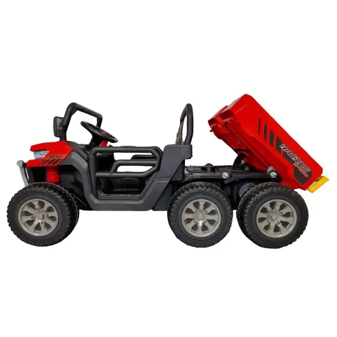 Jeep Elettrica per Bambini 24V Rosso 2 Posti 6 Ruote con MP3 e USB