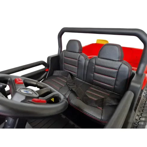 Jeep Elettrica per Bambini 24V Rosso 2 Posti 6 Ruote con MP3 e USB