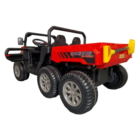 Jeep Elettrica per Bambini 24V Rosso 2 Posti 6 Ruote con MP3 e USB