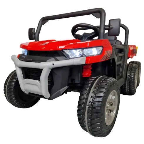 Jeep Elettrica per Bambini 24V Rosso 2 Posti 6 Ruote con MP3 e USB
