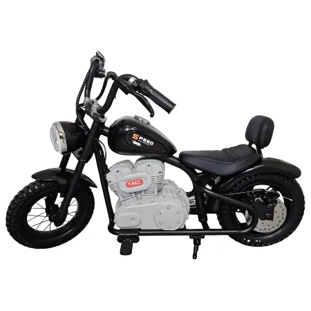 Moto Elettrica per Bambini Chopper Nero 24V 200W Sedile in Pelle
