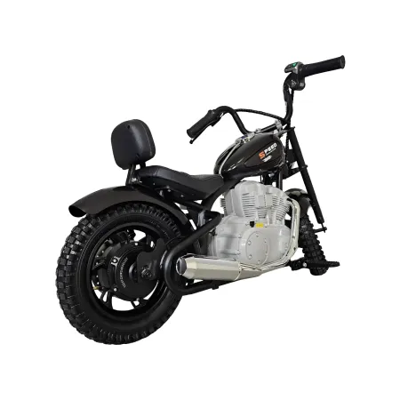 Moto Elettrica per Bambini Chopper Nero 24V 200W Sedile in Pelle