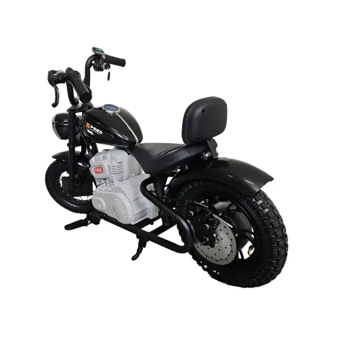 Moto Elettrica per Bambini Chopper Nero 24V 200W Sedile in Pelle