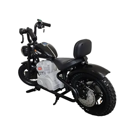 Moto Elettrica per Bambini Chopper Nero 24V 200W Sedile in Pelle