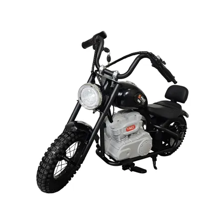 Moto Elettrica per Bambini Chopper Nero 24V 200W Sedile in Pelle