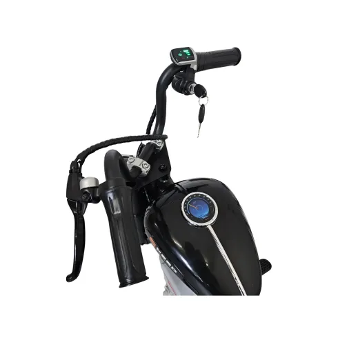 Moto Elettrica per Bambini Chopper Nero 24V 200W Sedile in Pelle