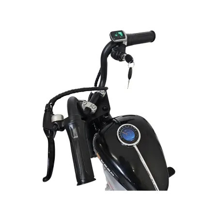 Moto Elettrica per Bambini Chopper Nero 24V 200W Sedile in Pelle