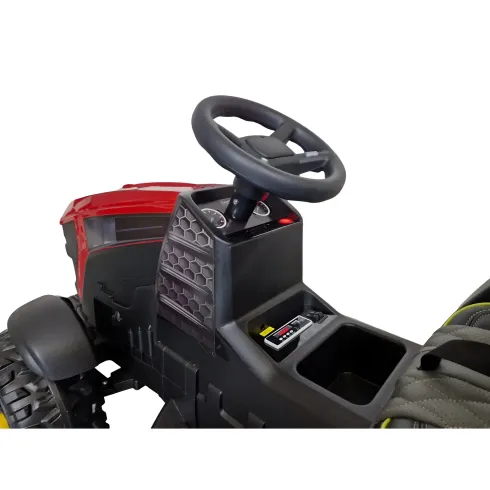 Trattore Elettrico per Bambini 12V Rosso con Rimorchio e Telecomando