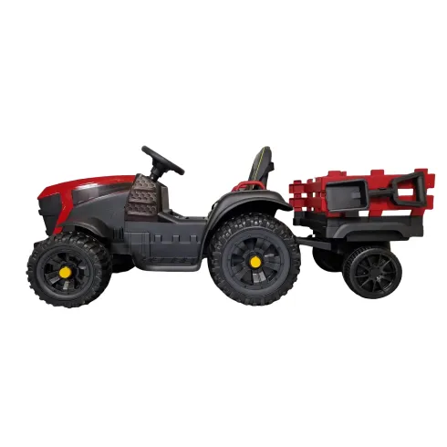 Trattore Elettrico per Bambini 12V Rosso con Rimorchio e Telecomando