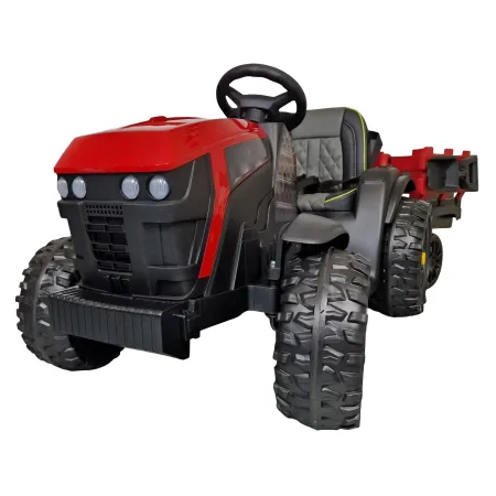 Trattore Elettrico per Bambini 12V Rosso con Rimorchio e Telecomando