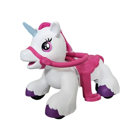 Unicorno Elettrico Cavalcabile 12V per Bambini con Luci e Suoni