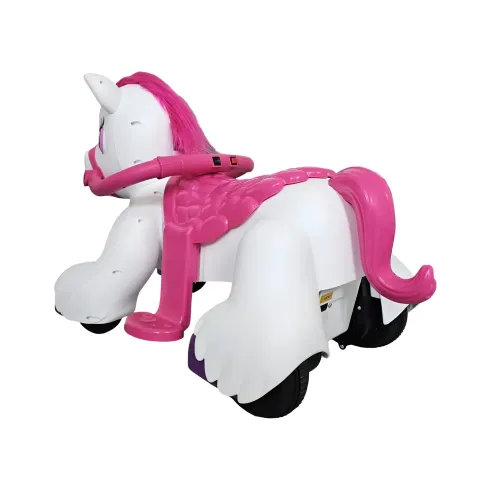 Unicorno Elettrico Cavalcabile 12V per Bambini con Luci e Suoni