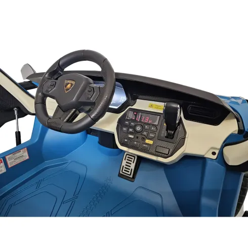 Auto Elettrica Bambini 24V Lamborghini Sian Blu 2 posti Sedili in Pelle