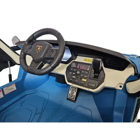 Auto Elettrica Bambini 24V Lamborghini Sian Blu 2 posti Sedili in Pelle