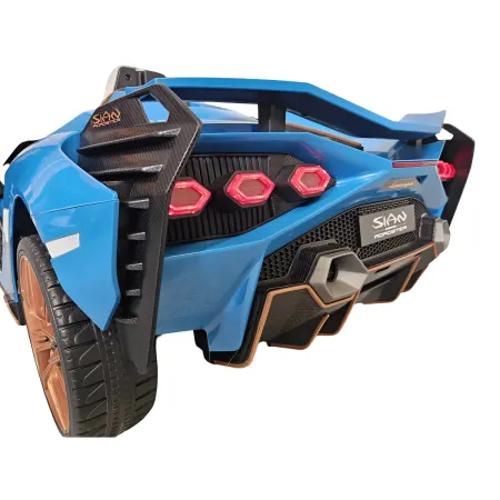 Auto Elettrica Bambini 24V Lamborghini Sian Blu 2 posti Sedili in Pelle