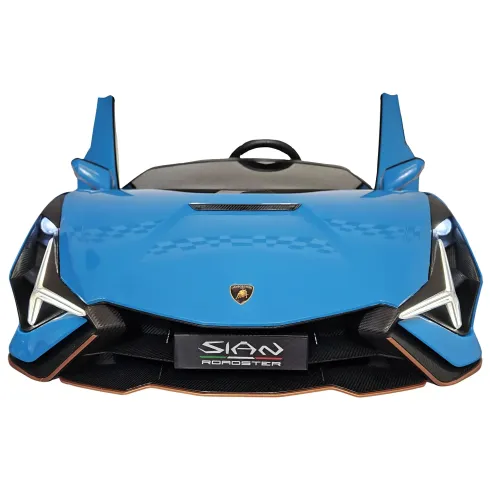Auto Elettrica Bambini 24V Lamborghini Sian Blu 2 posti Sedili in Pelle