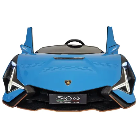 Auto Elettrica Bambini 24V Lamborghini Sian Blu 2 posti Sedili in Pelle