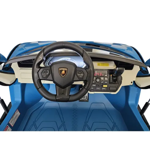 Auto Elettrica Bambini 24V Lamborghini Sian Blu 2 posti Sedili in Pelle