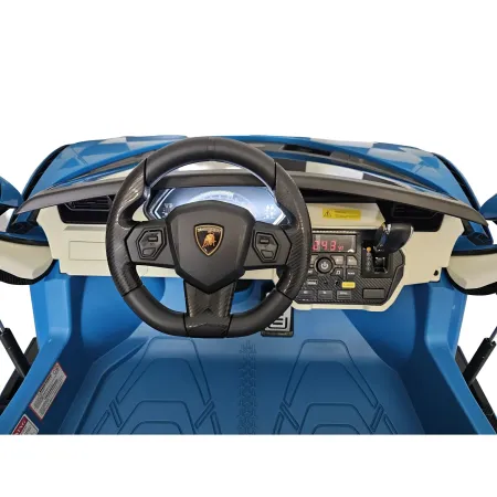 Auto Elettrica Bambini 24V Lamborghini Sian Blu 2 posti Sedili in Pelle