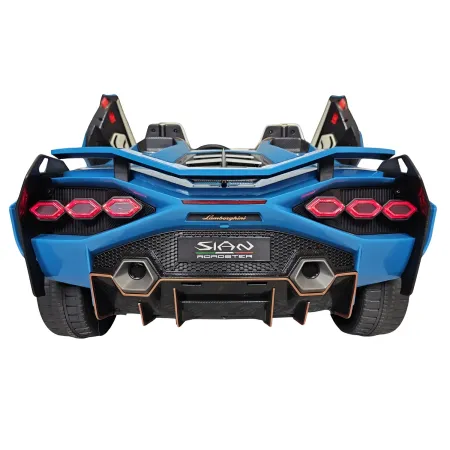 Auto Elettrica Bambini 24V Lamborghini Sian Blu 2 posti Sedili in Pelle