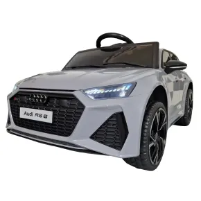 Macchina Elettrica Bambini 12V Grigio Telecomando e Sedile in Pelle