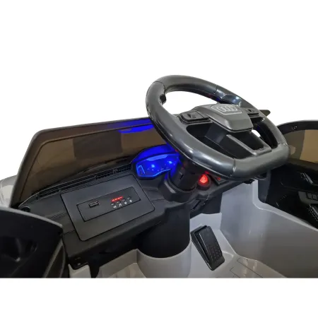 Macchina Elettrica Bambini 12V Grigio Telecomando e Sedile in Pelle