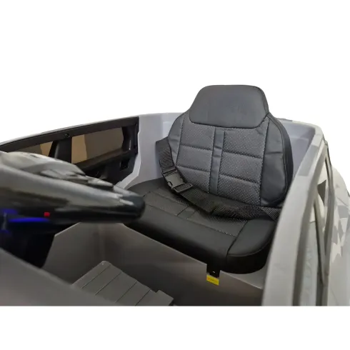 Macchina Elettrica Bambini 12V Grigio Telecomando e Sedile in Pelle