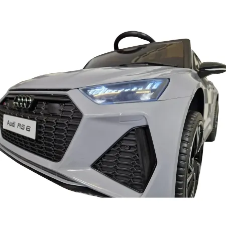 Macchina Elettrica Bambini 12V Grigio Telecomando e Sedile in Pelle