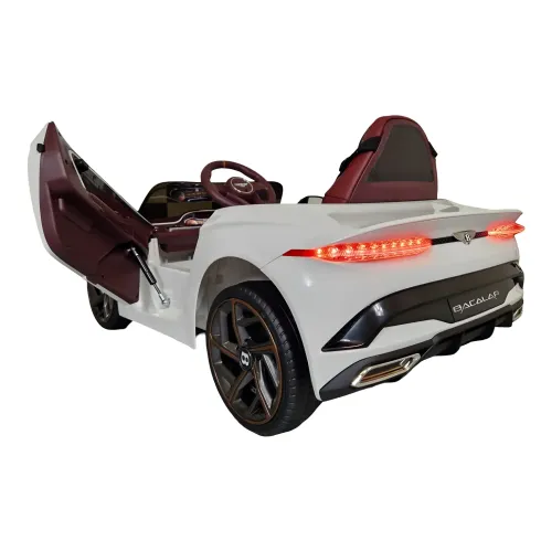 Auto Elettrica Bambini 12V Bianco Telecomando e Cinture a 3 Punti