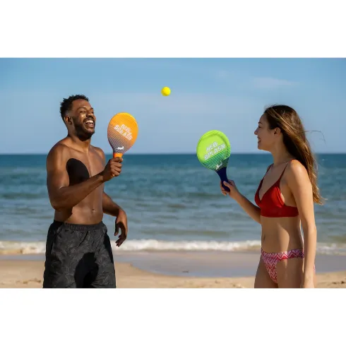 Set Racchettoni da Spiaggia in Tessuto Manico Morbido e Pallina Inclusa