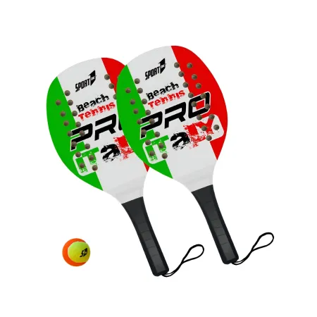 Set Racchettoni da Beach Tennis in Legno Colore Italia Pallina Inclusa