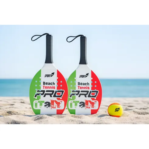Set Racchettoni da Beach Tennis in Legno Colore Italia Pallina Inclusa