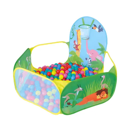 Recinto Pop-up per Bambini Richiudibile con Canestro e Palline Colorate