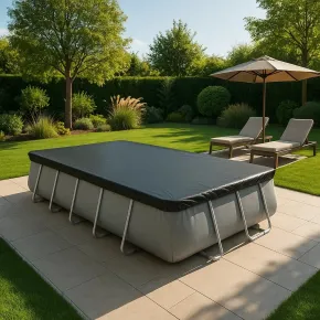 Telo Copertura Piscina Rettangolare 488x244 cm Invernale con Drenaggio 2