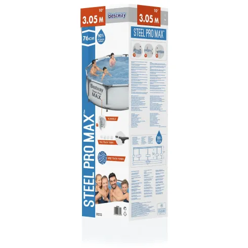 Piscina Fuori Terra Rotonda 305x76 cm Struttura Acciaio Liner Rinforzato