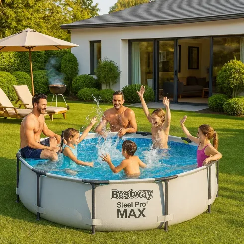 Piscina Fuori Terra Rotonda 305x76 cm Struttura Acciaio Liner Rinforzato