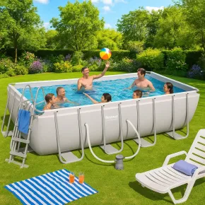 Piscina Rettangolare 488x244x122 cm Fuori Terra con Filtro e Accessori 2