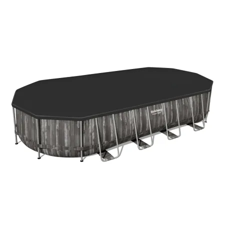 Piscina Ovale 610x366x122 cm Effetto Legno con Pompa Filtro e Accessori