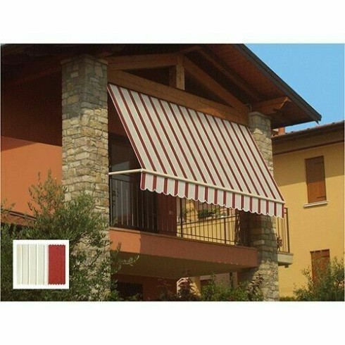 Tenda da Sole a Caduta 250x250 Riga Rossa con Bracci Senza Cassone