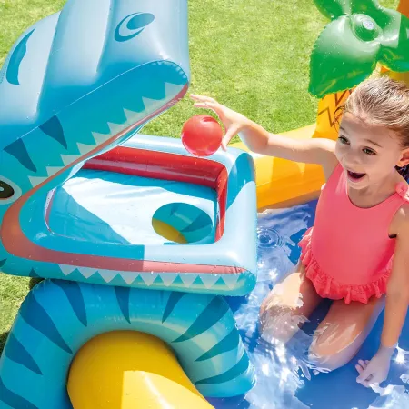 Piscina Gonfiabile Bambini Scivolo Canestro Spruzzatori 249x191x109 cm