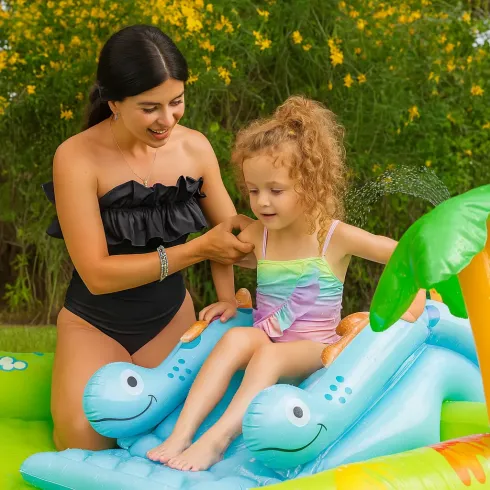 Piscina Gonfiabile per Bambini con Dinosauro e Scivolo 191x152x58 cm