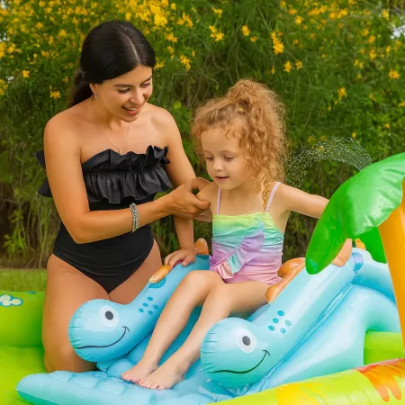 Piscina Gonfiabile per Bambini con Dinosauro e Scivolo 191x152x58 cm