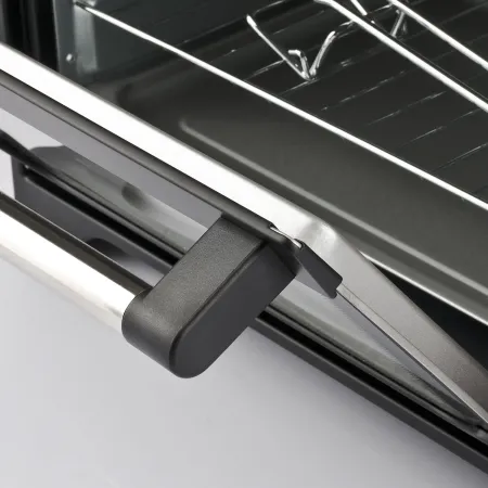 Forno Elettrico Ventilato 1600W Grill Vassoio Griglia Pinza Rosso Nero