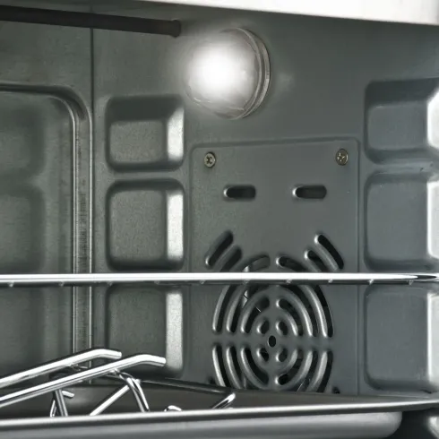 Forno Elettrico Ventilato 1600W Grill Vassoio Griglia Pinza Rosso Nero